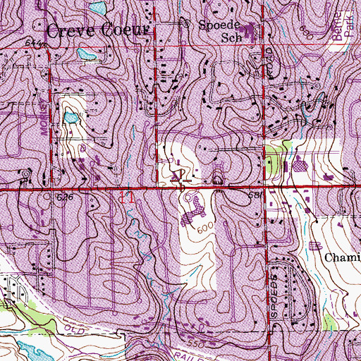 Topographic Map of First Church of Christ Scientist of Creve Coeur, MO
