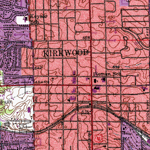Topographic Map of First Church of Christ Scientist of Kirkwood, MO