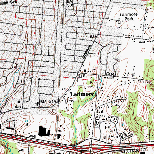 Topographic Map of First Church of God, MO