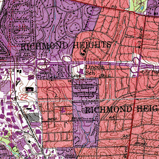 Topographic Map of First Church of God of Richmond Heights, MO