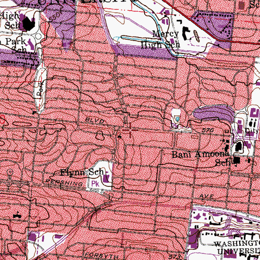 Topographic Map of First Presbyterian Church of Saint Louis, MO