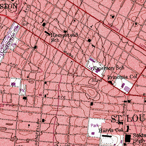 Topographic Map of Friendship Missionary Baptist Church, MO