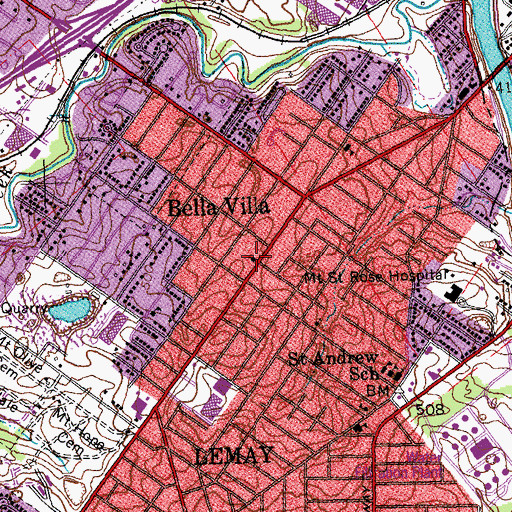Topographic Map of Gethsemane Lutheran Church, MO
