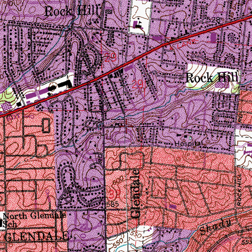 Topographic Map of Glendale Presbyterian Church, MO