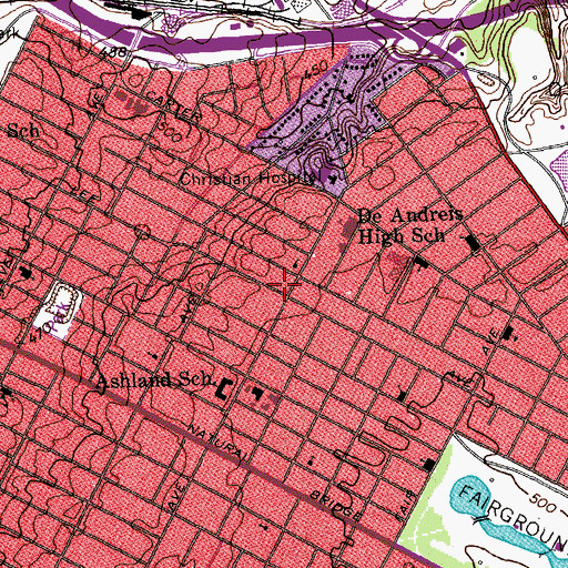 Topographic Map of Golden Paradise Missionary Baptist Church, MO