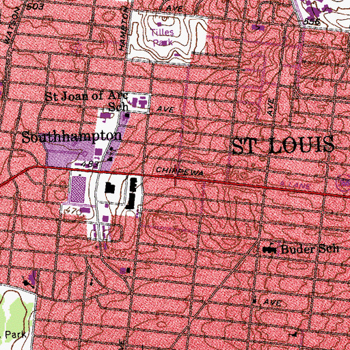 Topographic Map of Gospel Power Christian Church, MO