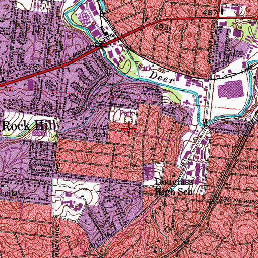 Topographic Map of Gospel Temple Church of God in Christ, MO