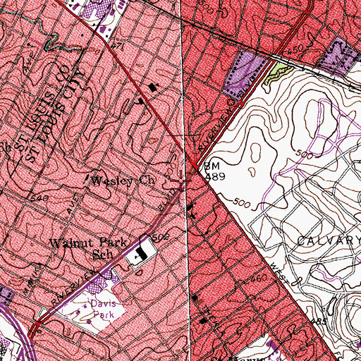 Topographic Map of Gospel Truth Church of God in Christ, MO