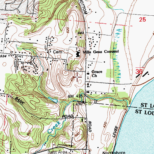 Topographic Map of Grace Baptist Church, MO