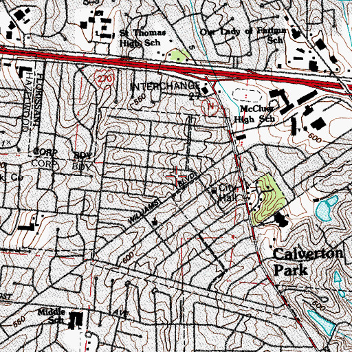 Topographic Map of Grace Baptist Church, MO