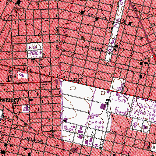 Topographic Map of Grace Baptist Church, MO