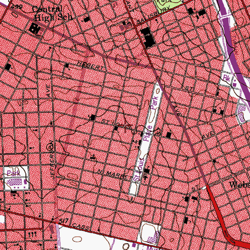 Topographic Map of Greater Bible Way Community Church, MO