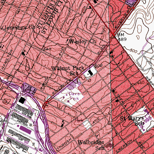 Topographic Map of Greater Calvary Missionary Baptist Church, MO