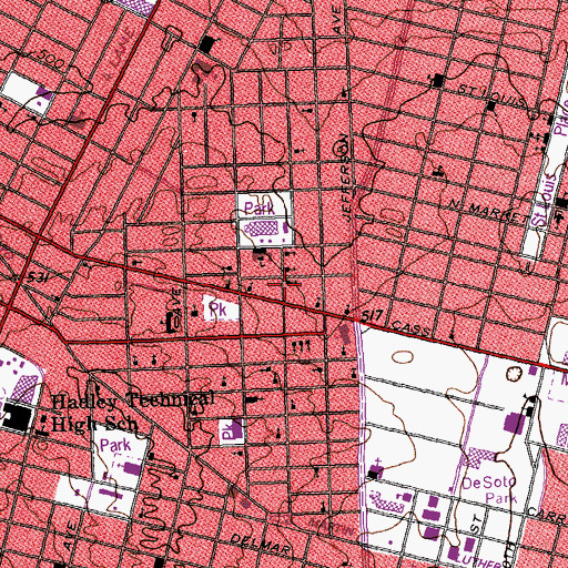 Topographic Map of Greater Cornerstone Baptist Church, MO