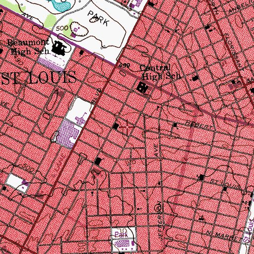 Topographic Map of Greater Fairfax Baptist Church, MO