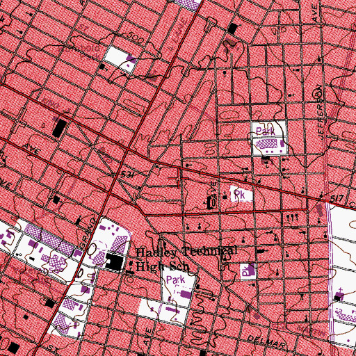 Topographic Map of Greater Mount Vernon Baptist Church, MO