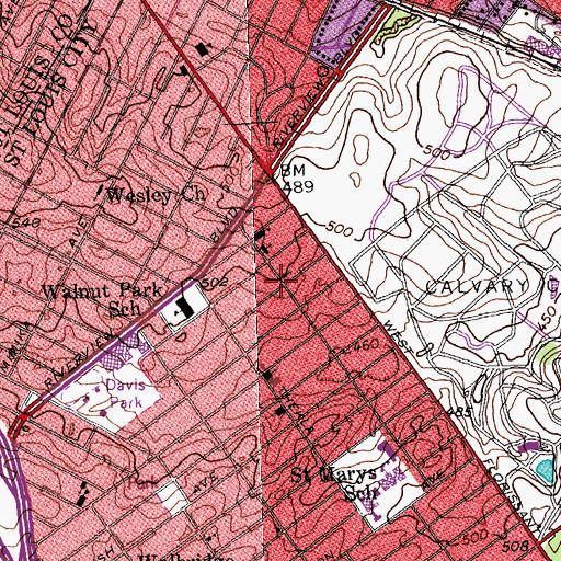 Topographic Map of Greater Saint Paul Missionary Baptist Church, MO
