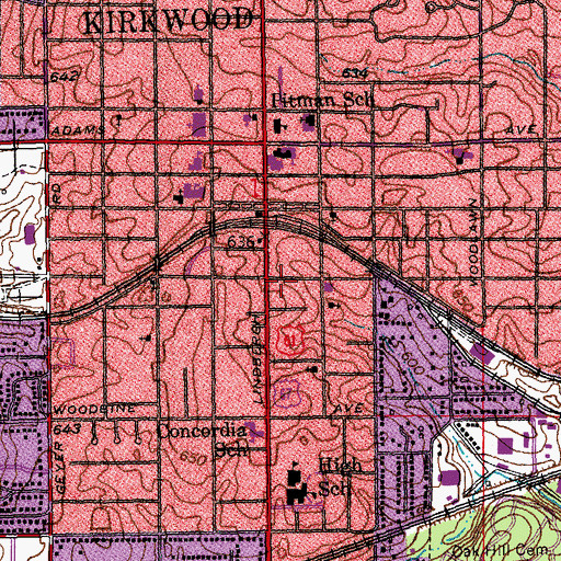 Topographic Map of Greentree Community Church, MO