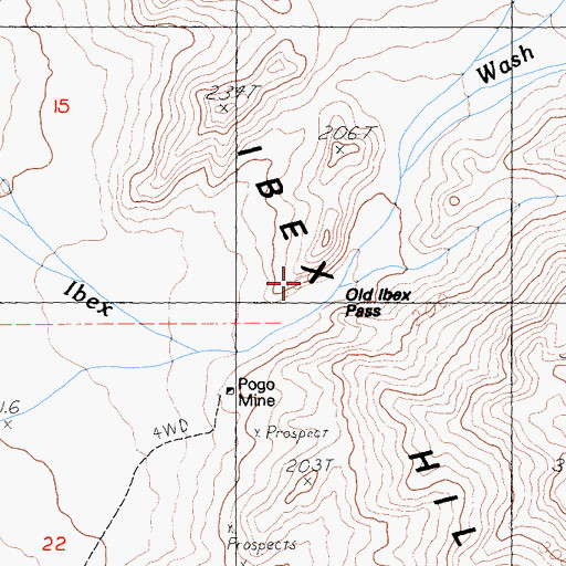 Topographic Map of Old Ibex Pass, CA