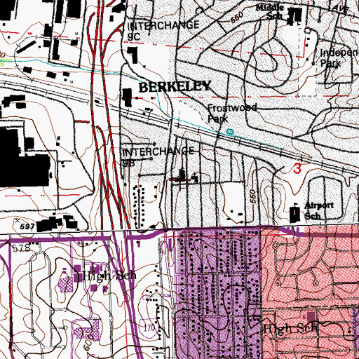 Topographic Map of Harvest Church of Saint Louis, MO