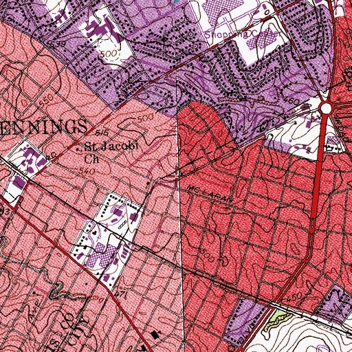 Topographic Map of Holy Center Church of God in Christ, MO