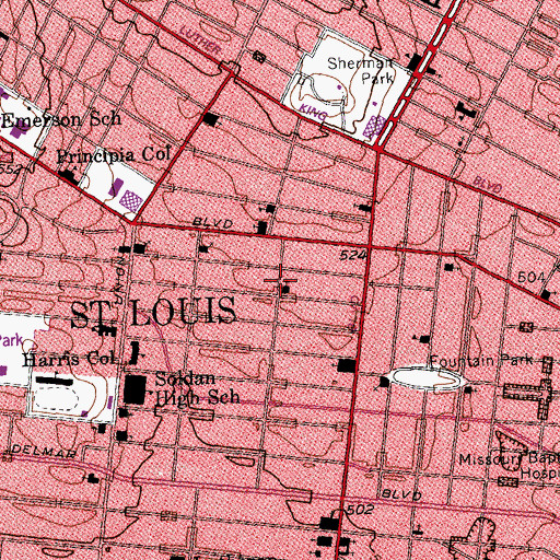 Topographic Map of Holy Metropolitan Baptist Church, MO