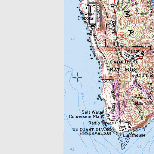 Topographic Map of Old Lighthouse, CA