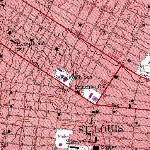 Topographic Map of Holy Temple Missionary Baptist Church, MO