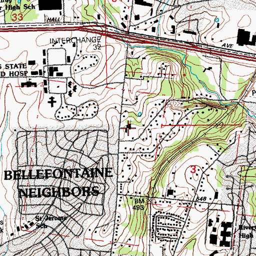 Topographic Map of Hope Church, MO