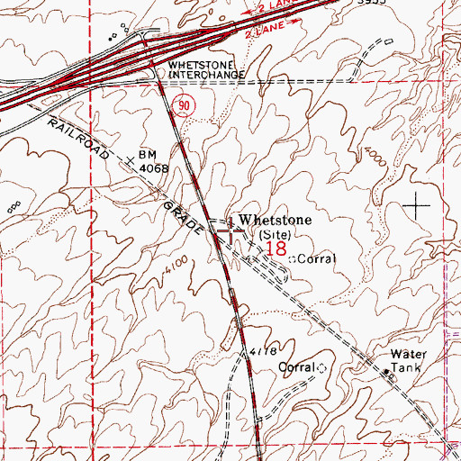 Topographic Map of Whetstone, AZ
