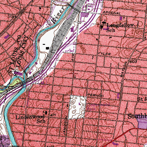 Topographic Map of Immanuel Congregational Church, MO