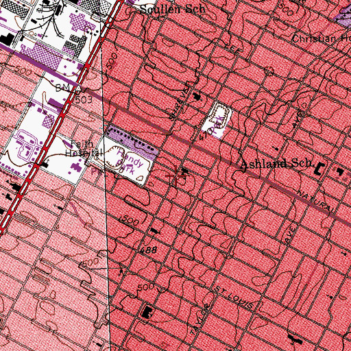 Topographic Map of Immanuel Lutheran Church, MO