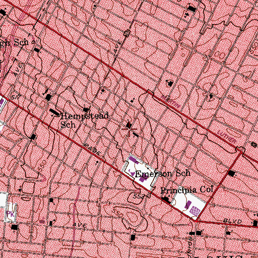 Topographic Map of Jerusalem Missionary Baptist Church, MO