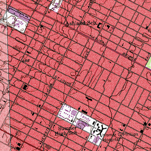 Topographic Map of Jesus Only Church of God of the Apostolic Faith, MO