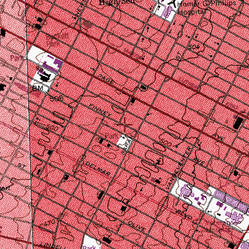 Topographic Map of Kingsway Baptist Church, MO