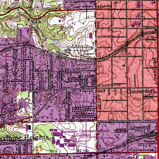 Topographic Map of Kirkwood Seventh Day Adventist Church, MO