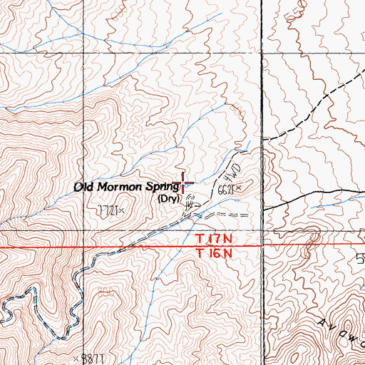 Topographic Map of Old Mormon Spring, CA