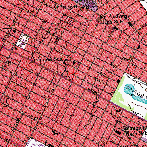Topographic Map of Kossuth Church of God in Christ, MO