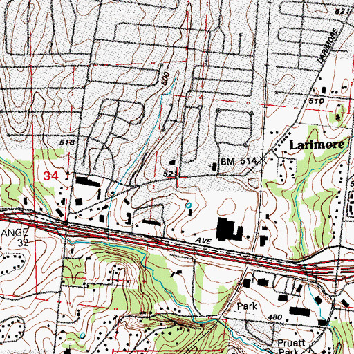 Topographic Map of Liberty Missionary Baptist Church, MO