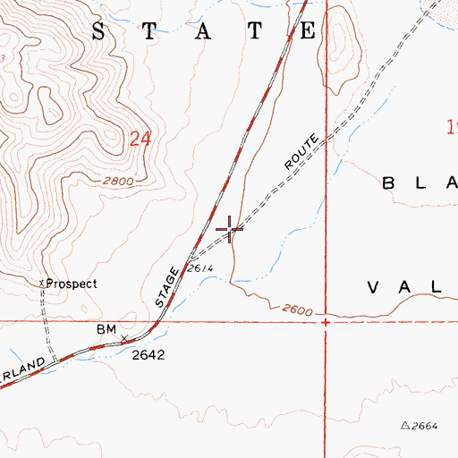 Topographic Map of Old Overland Stage Route, CA