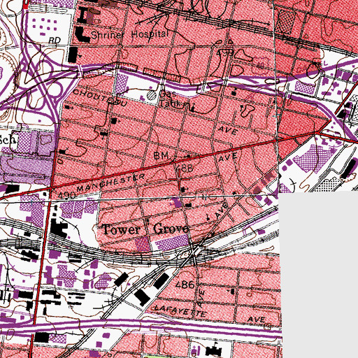 Topographic Map of Lighthouse Free Methodist Church, MO