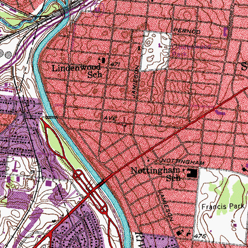 Topographic Map of Lindenwood Baptist Church, MO