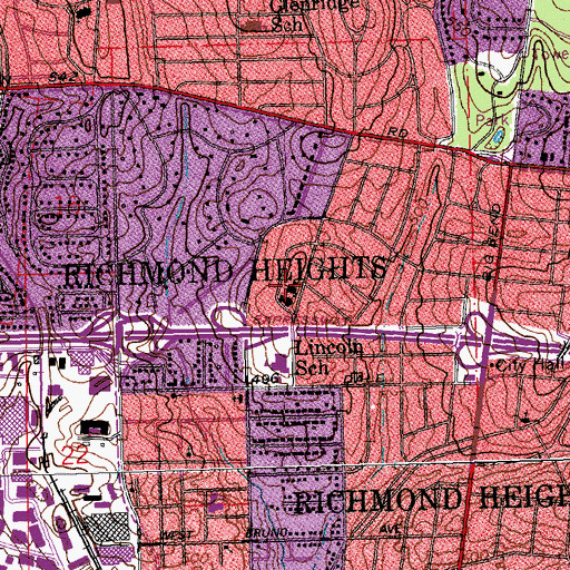 Topographic Map of Little Flower Catholic Church, MO