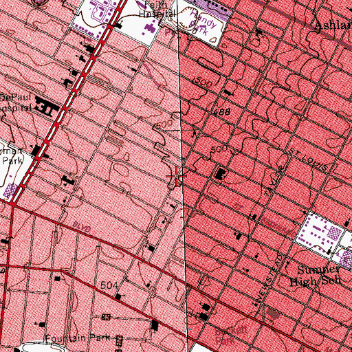 Topographic Map of Lovejoy Missionary Baptist Church, MO