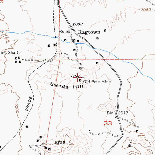 Topographic Map of Old Pete Mine, CA
