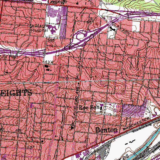 Topographic Map of Maplewood Congregational Church, MO