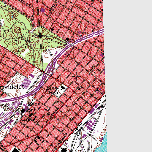 Topographic Map of Mellow Memorial United Methodist Church, MO