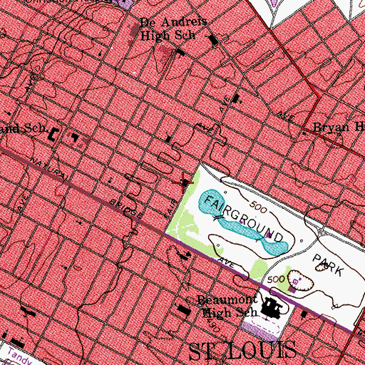 Topographic Map of Memorial Baptist Church, MO