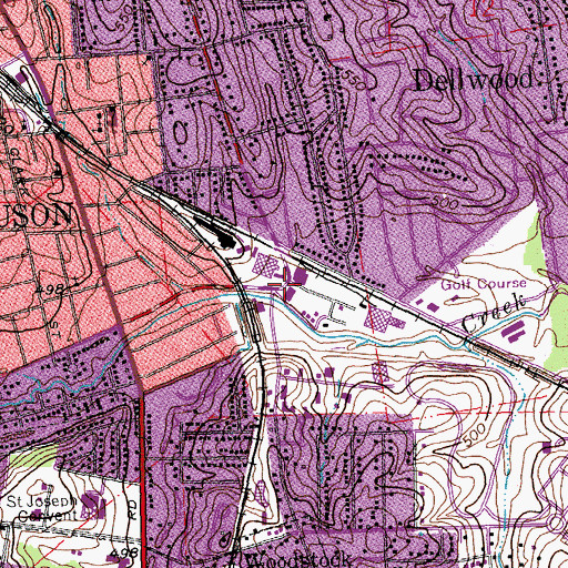 Topographic Map of Memorial Tabernacle Baptist Church, MO
