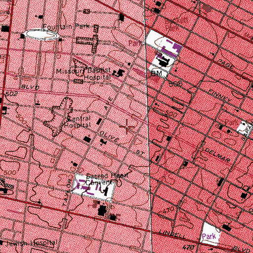 Topographic Map of Mercy Seat Baptist Church, MO